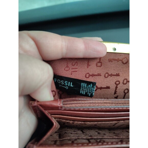 Rare Fossil Leather & Canvas Wallet For Women Southwest Floral - Picture 7 of 7